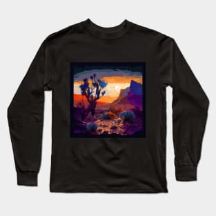 Colorful Desert Joshua Tree Sunset Long Sleeve T-Shirt